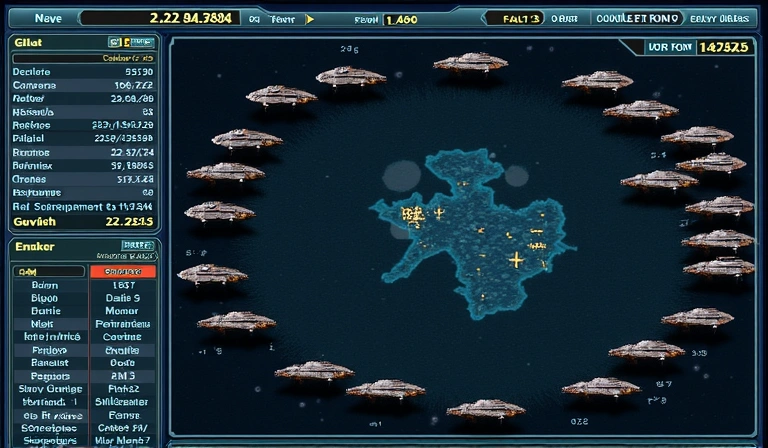 Screenshot of a fleet management screen in Galactic Conquest: Starfall